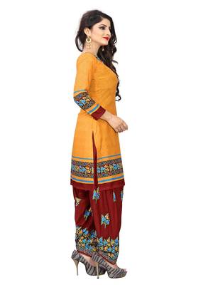 Yellow fancy crepe salwar with dupatta 3