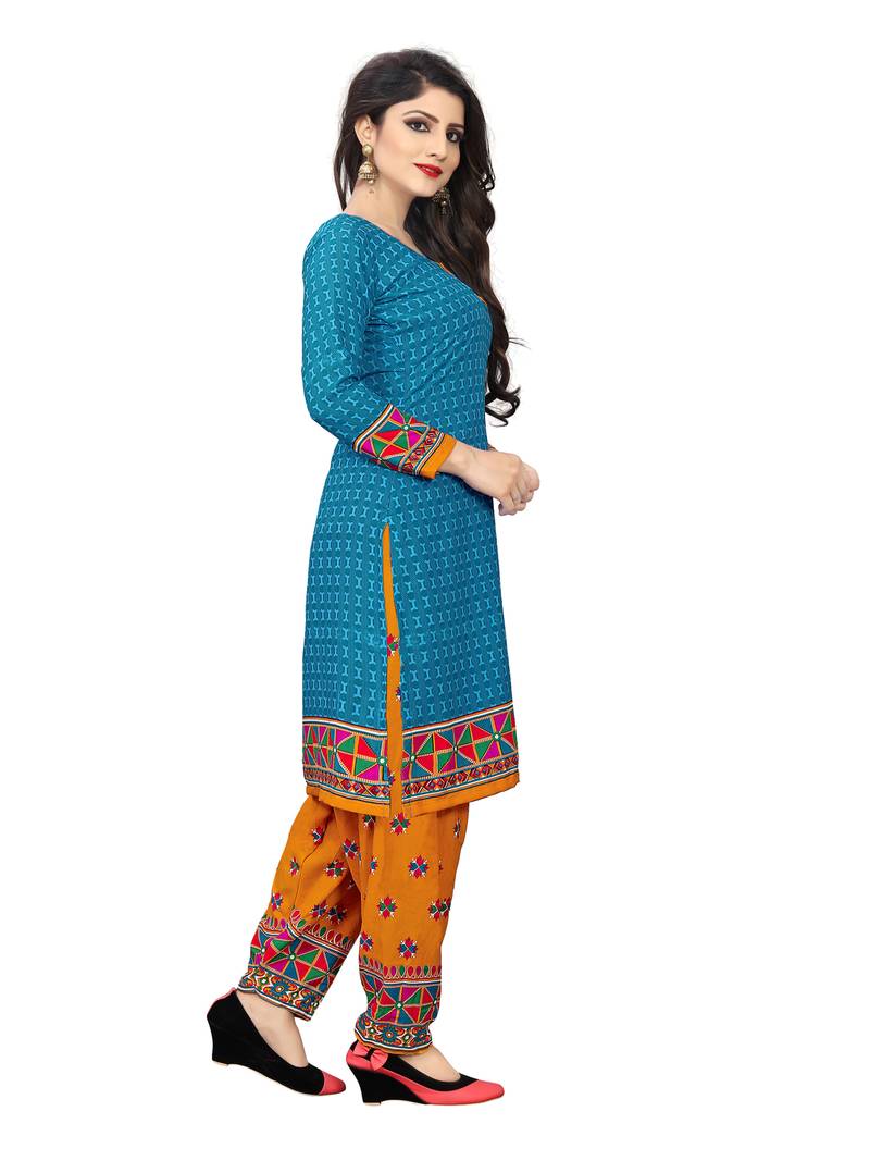 Blue fancy crepe salwar with dupatta