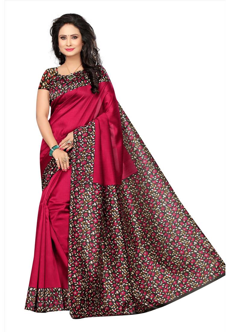 Maroon - Srikalahasti Kalamkari Patchwork Plain Linen Cotton A-Line Long Kurta