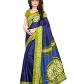Blue Printed Khadi Kalamkari Saree With Blouse