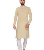 Biscuit Brown Plain Polly Linen Kurta Pajama