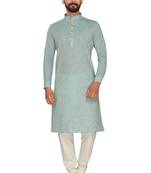 Sea Green Plain Polly Linen Kurta Pajama