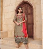 chiku embroidered georgette+stone work salwar with dupatta