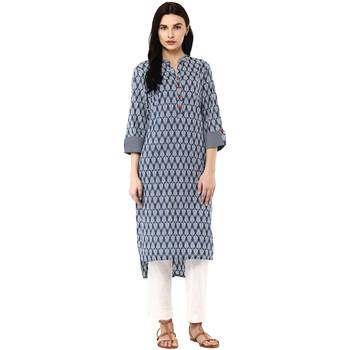   Indigo Hand Block Printed Pure Cotton Kurta 1