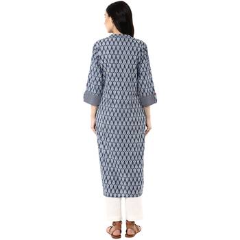   Indigo Hand Block Printed Pure Cotton Kurta 2