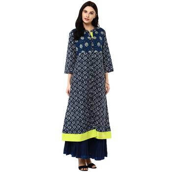   Indigo printed cotton kurtis 1