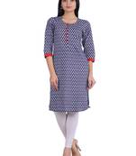 Geroo Jaipur Blue printed cotton kurtis