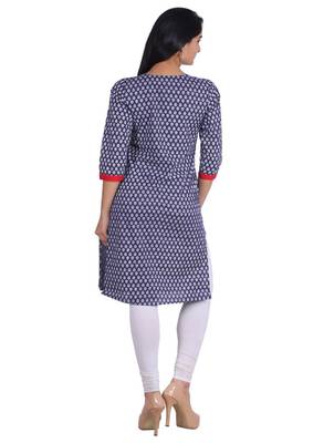   Blue printed cotton kurtis 2