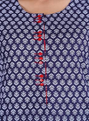   Blue printed cotton kurtis 5