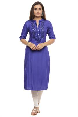 Blue printed rayon kurtis 1