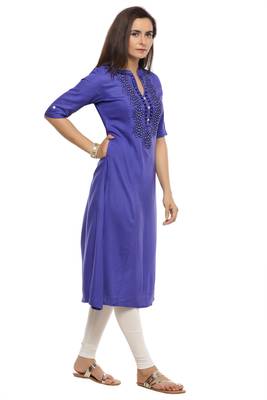 Blue printed rayon kurtis 3