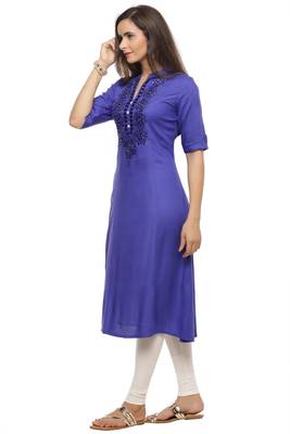 Blue printed rayon kurtis 4