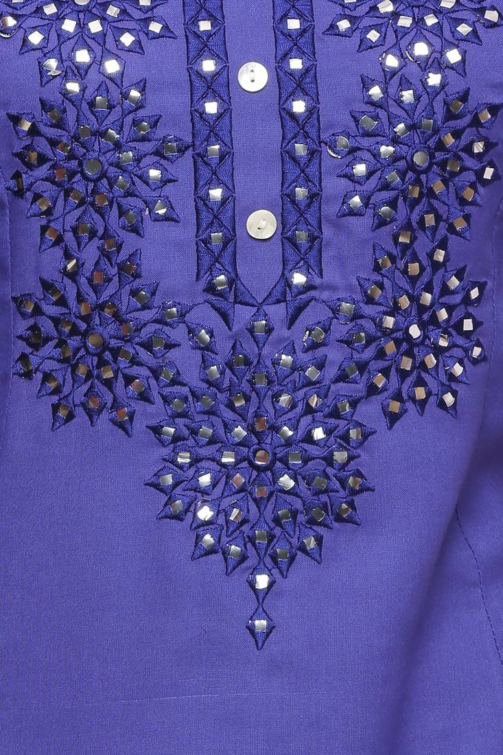 Blue printed rayon kurtis