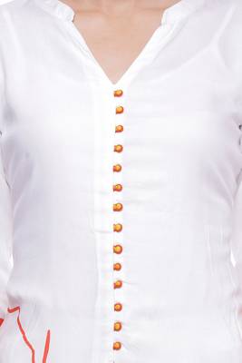 White Printed A-Line Rayon Kurta 5