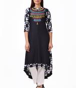 Geroo Jaipur Black printed rayon kurtis