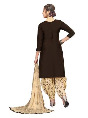Brown Embroidered Cotton Salwar With Dupatta 3