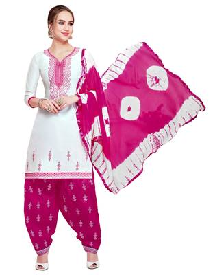 White Embroidered Cotton Salwar With Dupatta 1