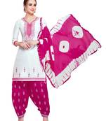 White Embroidered Cotton Salwar With Dupatta