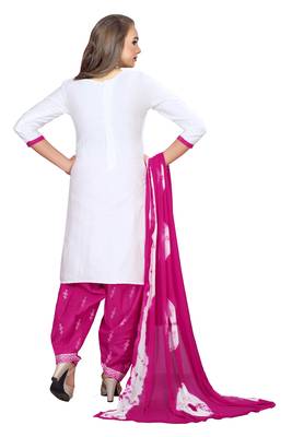 White Embroidered Cotton Salwar With Dupatta 3