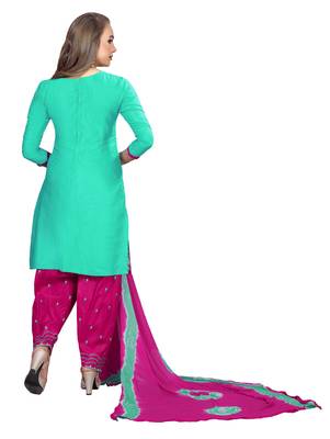 Green Embroidered Cotton Salwar With Dupatta 3