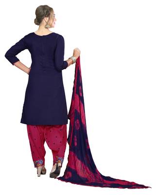 Blue Embroidered Cotton Salwar With Dupatta 3