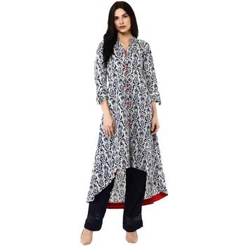   Indigo Printed Asymmetrical Cotton Kurta 1