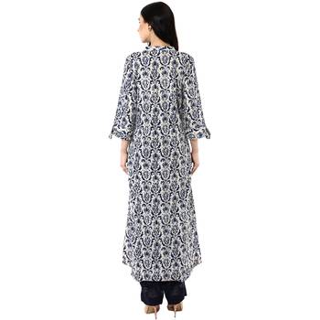   Indigo Printed Asymmetrical Cotton Kurta 2