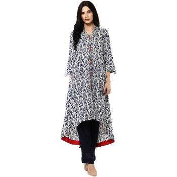   Indigo Printed Asymmetrical Cotton Kurta 3
