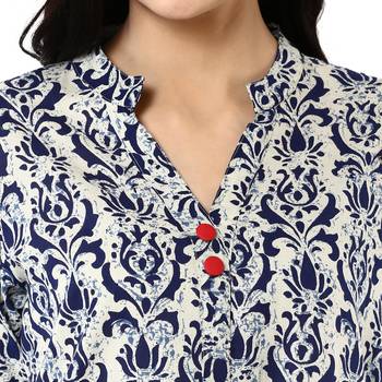   Indigo Printed Asymmetrical Cotton Kurta 5