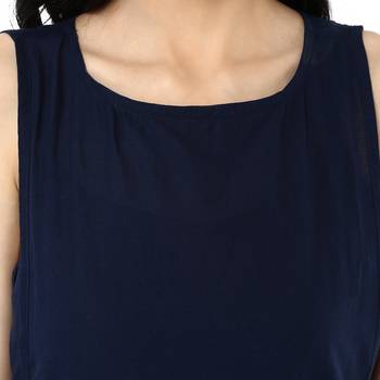  Indigo Hand Block Printed Long Pure Cotton Kurta 5
