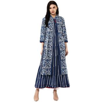 Indigo printed cotton kurtis 1
