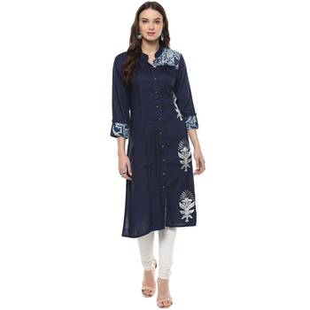 Geroo Jaipur Indigo Hand Block Printed Pure Cotton Kurta 1