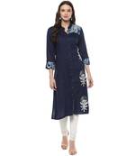 Geroo Jaipur Indigo Hand Block Printed Pure Cotton Kurta
