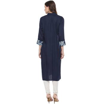 Geroo Jaipur Indigo Hand Block Printed Pure Cotton Kurta 2