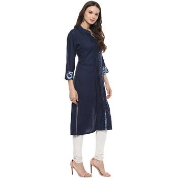 Geroo Jaipur Indigo Hand Block Printed Pure Cotton Kurta 3