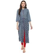 Geroo Jaipur Indigo Hand Block Printed Pure Cotton Kurta