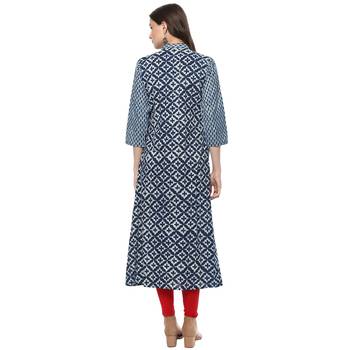   Indigo Hand Block Printed Pure Cotton Kurta 2