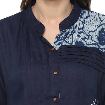 Geroo Jaipur Indigo Hand Block Printed Pure Cotton Kurta 5