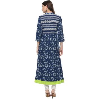   Indigo Hand Block Printed Pure Cotton Kurta 2