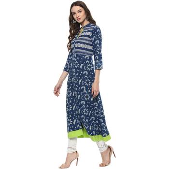   Indigo Hand Block Printed Pure Cotton Kurta 3