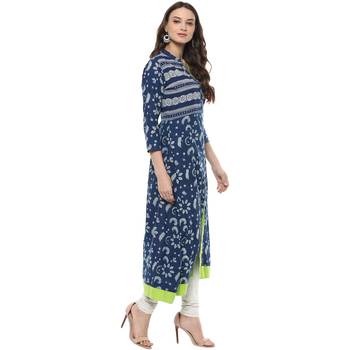   Indigo Hand Block Printed Pure Cotton Kurta 4