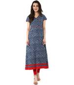 Geroo Jaipur Indigo Hand Block Printed Pure Cotton Kurta