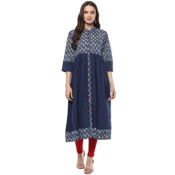   Indigo printed cotton cotton kurtis 1