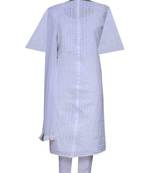 Ada White Embroidered White Unstitched Lucknow Chikankari Full Sleeves Salwar Kameez With Dupatta