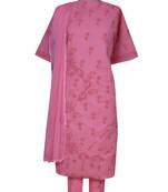 Ada Peach Embroidered Peach Unstitched Lucknow Chikankari Full Sleeves Salwar Kameez With Dupatta