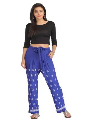 Ada Hand Embroidered Blue Cotton Lucknowi Chikankari Palazzo 1