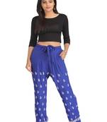 Ada Hand Embroidered Blue Cotton Lucknowi Chikankari Palazzo