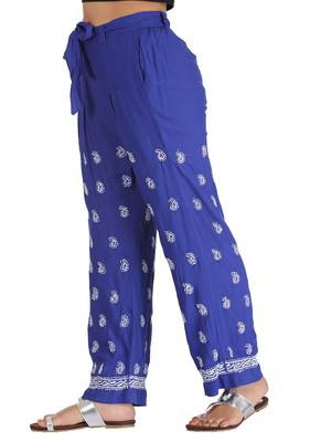 Ada Hand Embroidered Blue Cotton Lucknowi Chikankari Palazzo 3