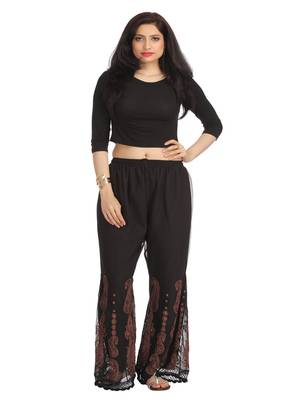 Ada Hand Embroidered Black Faux Georgette Lucknowi Chikankari Palazzo 1