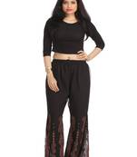 Ada Hand Embroidered Black Faux Georgette Lucknowi Chikankari Palazzo